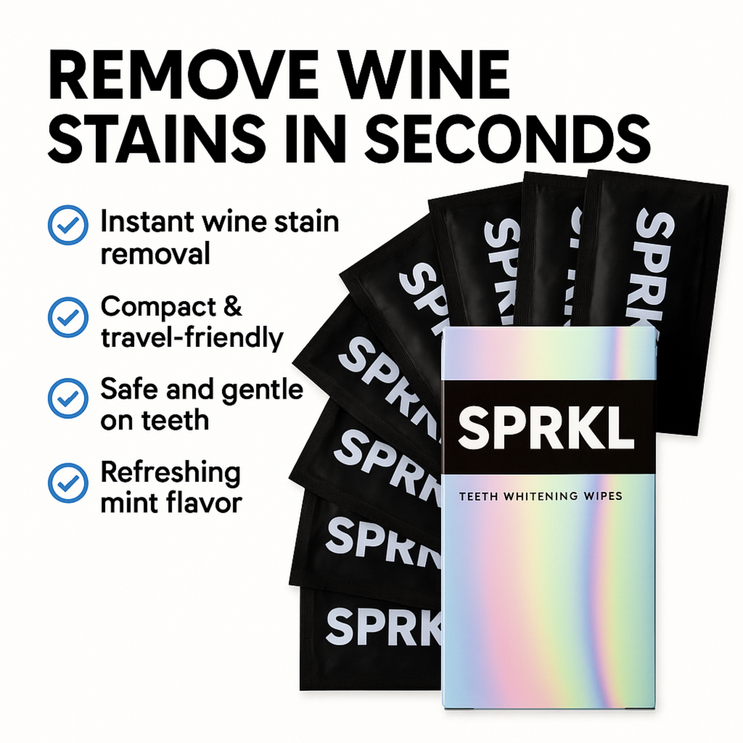 SPRKL Wine Wipes for Teeth, 20-Pack