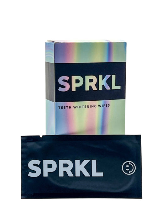 SPRKL teeth whitening wipes 10-pack for red wine stains, Front view