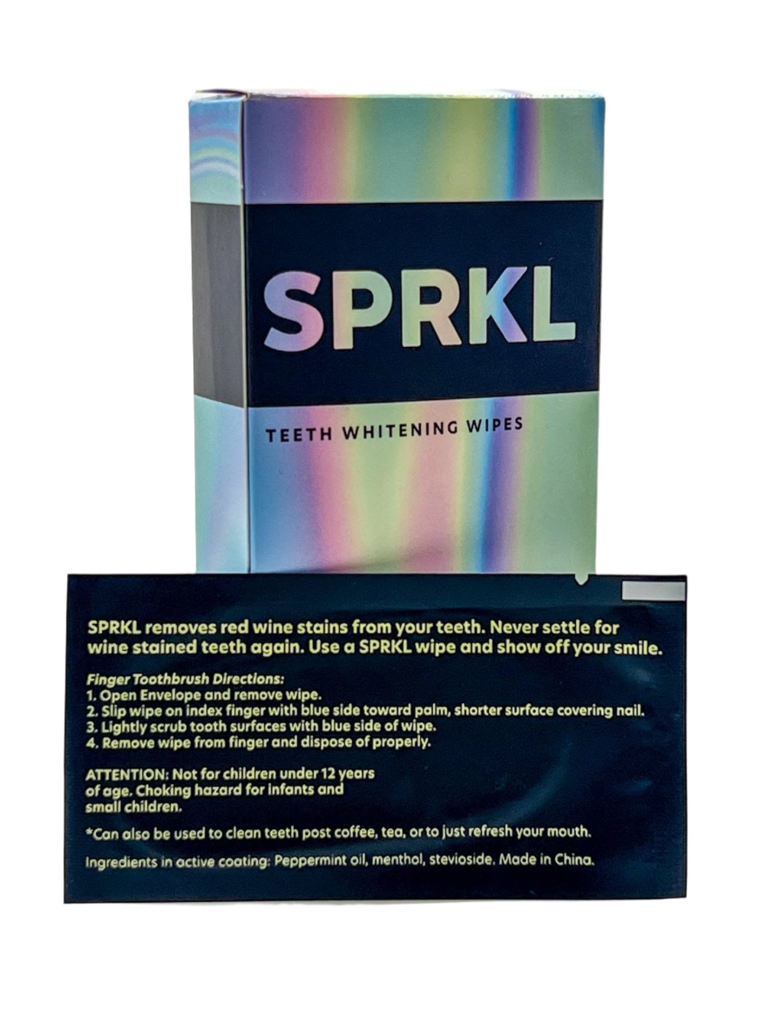 SPRKL teeth whitening wipes 10-pack for red wine stains, Back view